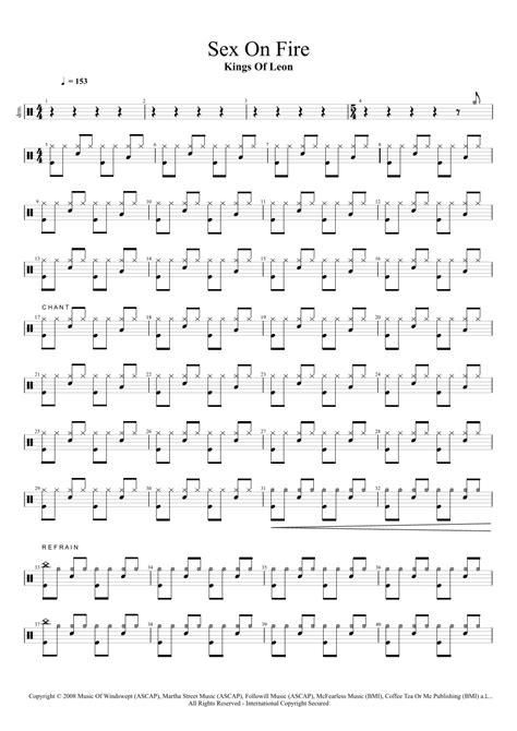 Sex On Fire Arr Cyril Mayer Sheet Music Kings Of Leon Drums