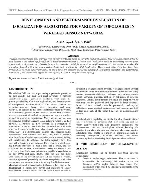 Development And Performance Evaluation Of Localization Algorithm For