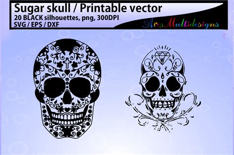 Top quality dia de los muertos sugar skulls, molds, skeleton folk art, cut paper banners, mexican oilcloth, and more! sugar skull silhouette / 20 sugar skull / sugar skull SVG