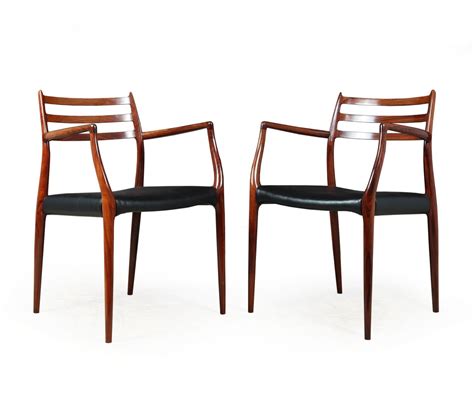Pair Of Rosewood And Leather Model 62 Chairs By Niels O Møller 1960s