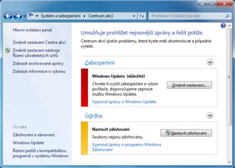 Centrum Akcí Ve Windows 7 Přehled Zabezpečení Na Jednom