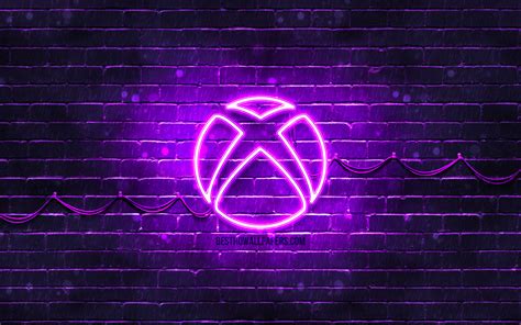 Download Wallpapers Xbox Violet Logo 4k Violet Brickwall Xbox Logo