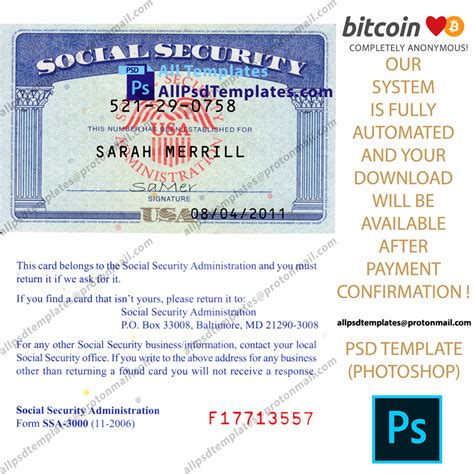 Usa Ssn Social Security Number Template All Psd Templates
