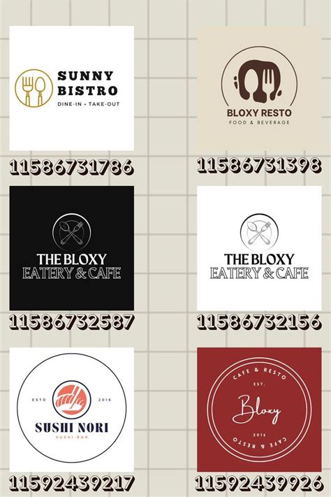 Roblox Bloxburg Restaurant Logo Sign Decals Cafe Decal Codes Bloxburg Logo Restaurant School