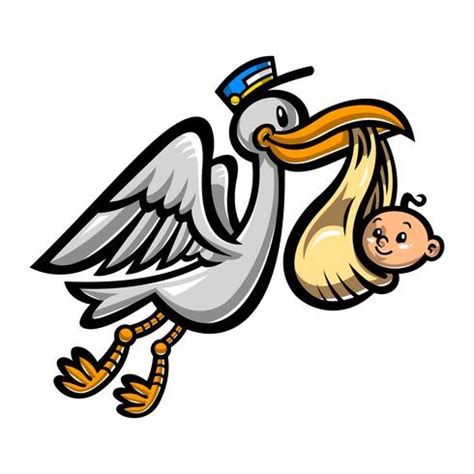 Cartoon Flying Stork Bird Delivering A Baby 544897 Vector Art At Vecteezy