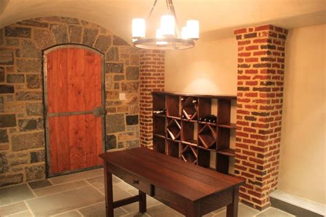 Custom Stone Brick Wine Cellar