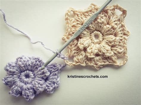KristinesCrochets Popcorn Flower Square Motif Crochet Pattern