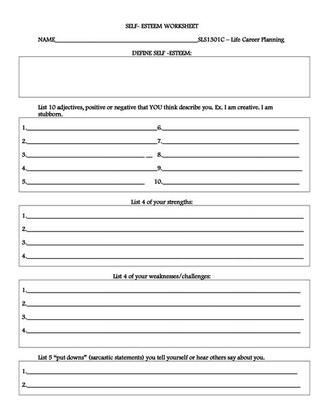 Positive Thinking Worksheets For Adults Pdf