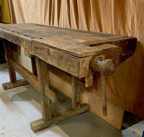 Vintage European Carpenters Woodworking Workbench 1920s 4414 Fossil