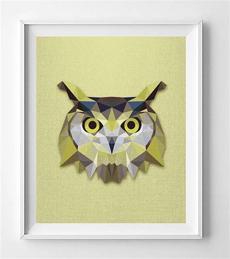 Owl Print Owl Art Nursery Decor Geometric Animal Animal Owl Print