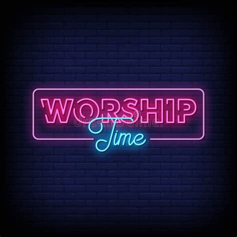 Worship Time Neon Signs Style Text Vector Stock Vector Illustration