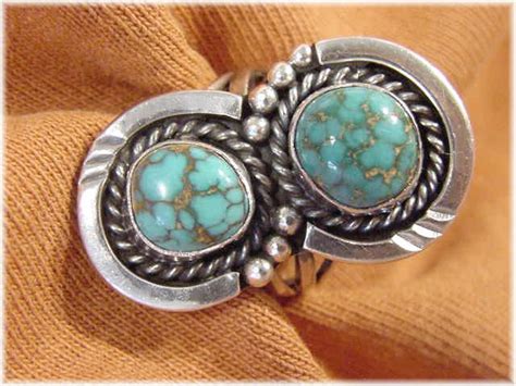 Spider Web Turquoise Sterling Silver Shadow Box Ring Size 7 Navajo