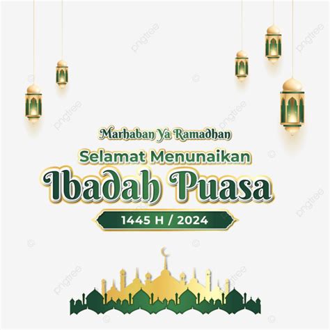 Greeting Card Marhaban Ya Ramadhan 2024 1445 H With Golden Mosque And