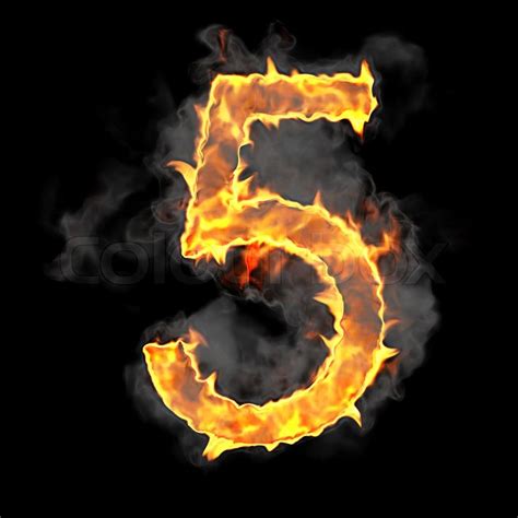 Burning And Flame Font 5 Numeral Stock Photo Colourbox