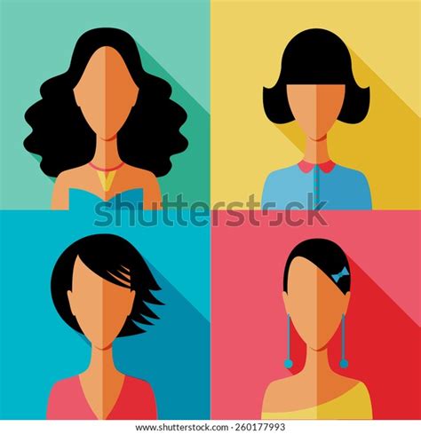 Set Women Hair Avatar Icons Modern Stock Vector Royalty Free 260177993