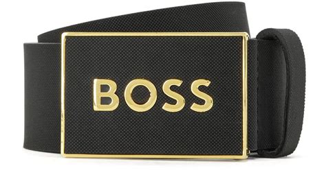 Boss By Hugo Boss Icon S1sz40 Leather Belt In Blackgold Black For