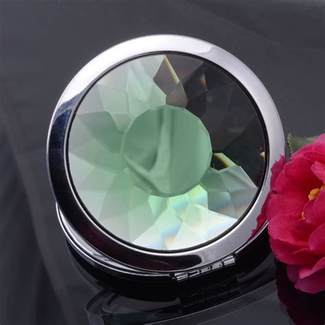Multi Colors Round Crystal Mirror Pocket Small Hand Mirror Foldable Compact Mirror Professional