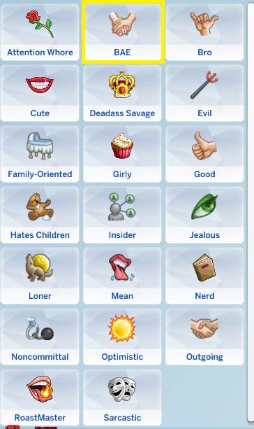 Sims Traits Icons