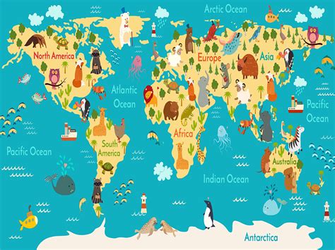 Buy Childrens Map Of The World Educational Poster In Cheap Price On