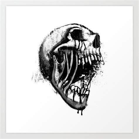 Melting Primal Scream Skull Art Print By Dinosir Skull Art Print