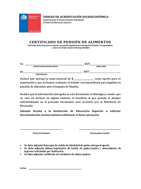 Mineduc Certificado Pension Alimentos 2020 Pdf