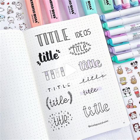 Nicole Grace On Instagram New Title Ideas For Your Bullet Journal