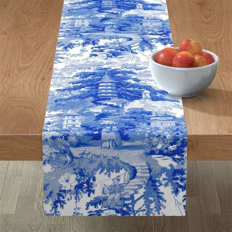 Chinoiserie Table Runner Chinoiserie Palace Blue By Etsy