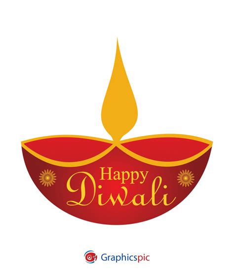 Beautiful Diya With Happy Diwali Free Vector Graphics Pic