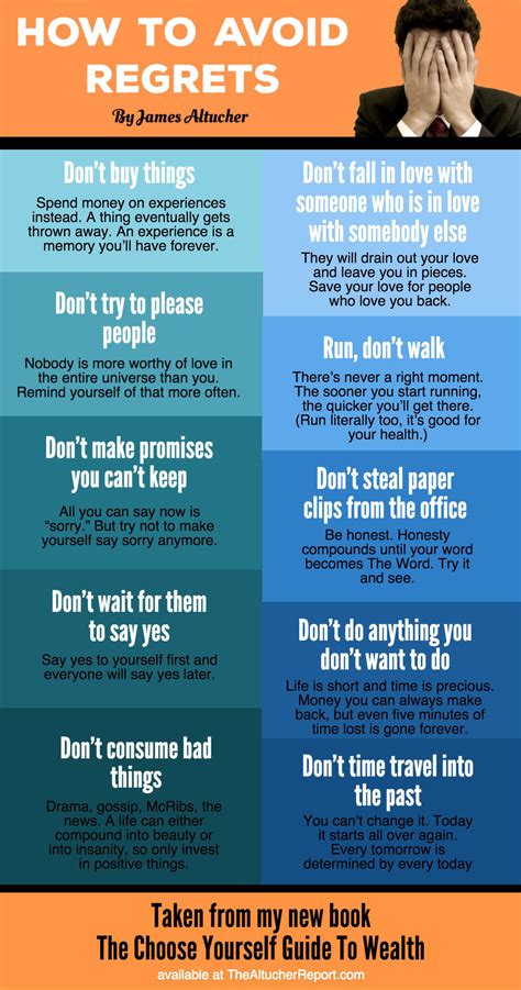 How To Avoid Regrets Infographic James Altucher