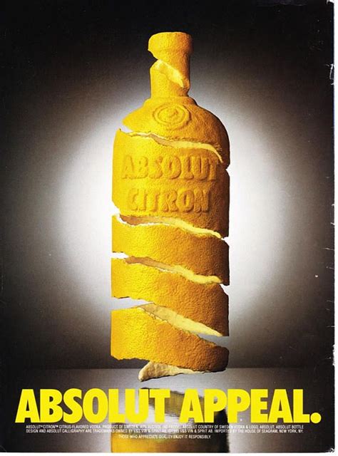 Absolut Appeal Vintage Vodka Ad For Absolut Citron Copyright 1995