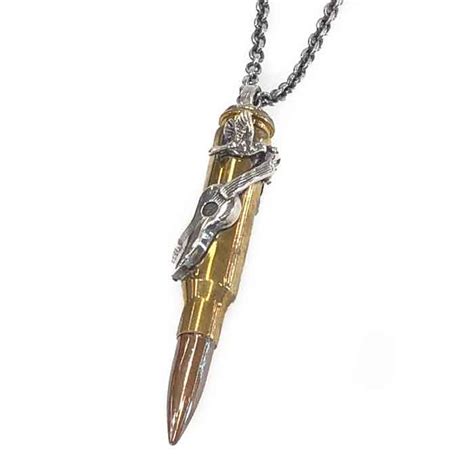 Necklace Bullet Guitar Authentic Artwork In 925 Silver Artissimo