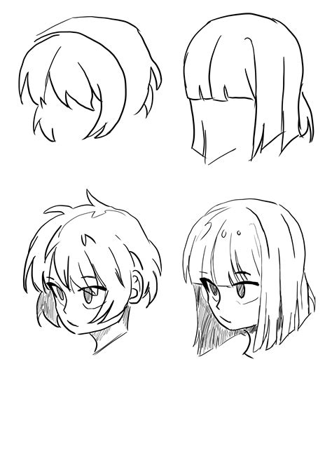 Four Different Anime Hair Styles For The Characters Face And Head One