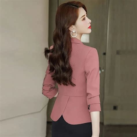 blazer new 2023 autumn solid color elegant pink blazer women jacket slim short suit outerwear