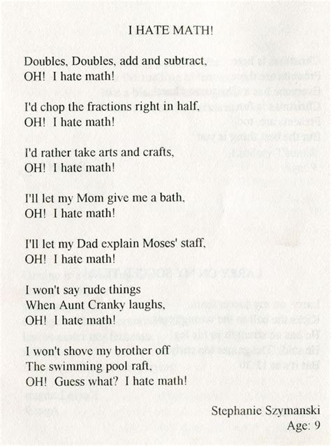 The Greatest Poem There Ever Was A K A I Hate Math