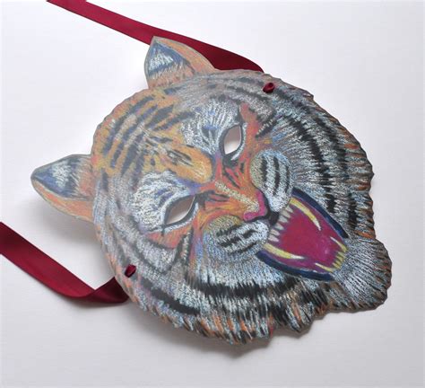 Máscara de tigre Halloween Papel Etsy