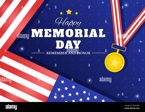 Memorial Day Illustration With American Flag Remember And Honor To