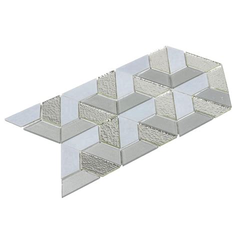 Hexagon Cube Effect Silver Glass 3d Mosaic Tile Mtot0010