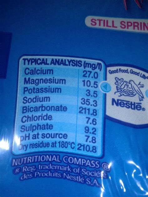 Nestle Pure Life Water Label