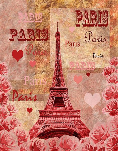 Vintage Paris And Roses By Irina Sztukowski Eiffel Tower Pink