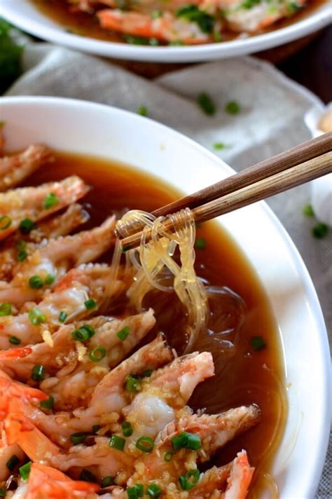 Divide the noodles with shrimp and vegetables between 2 bowls. Steamed Shrimp with Glass Noodles - The Woks of Life