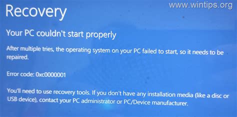 Fix 0xc0000001 Your Pc Couldnt Start Properly In Windows 1011