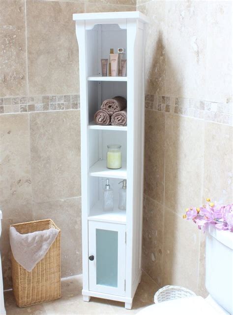 Tall Solid Wood Bathroom Cabinet Made From Ash And Painted White
