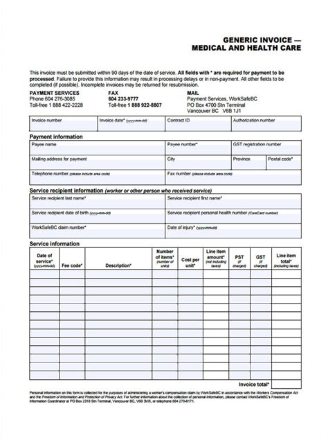 Free 5 Medical Invoice Forms In Pdf