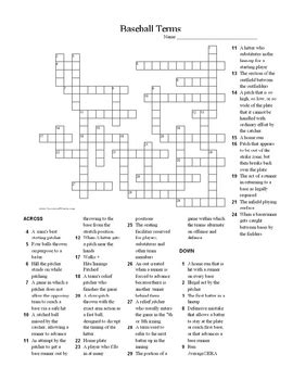 Baseball Crossword Puzzle By Sandra Gibbs Teachers Pay Teachers