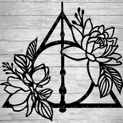 Floral Deathly Hallows Svgeps And Png Files Digital Download Files For