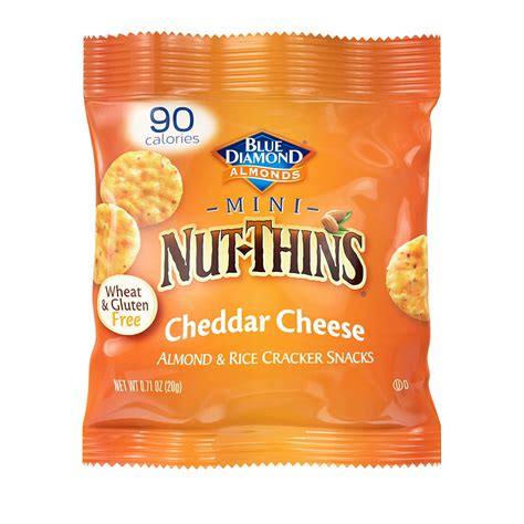Mini Nut Thins Crackers Cheddar Cheese 90 Calorie Bags 6 Pack