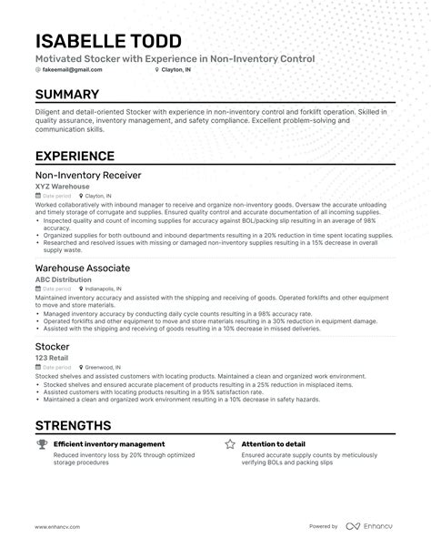 7 Stocker Resume Examples And Guide For 2024