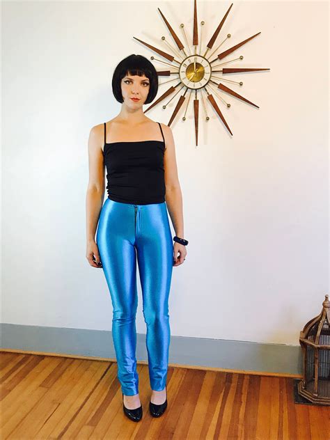 for ren spandex disco pants le gambi pants vintage 70s aqua blue disco jeans skin tight