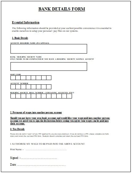 6 Bank Account Word Forms Free Word Templates