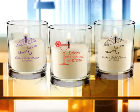 Bridal Shower Personalized Candle Favors Clear Glass